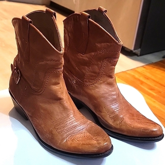 Franco Sarto Shoes - Franco Sarto women's waco brown leather upper western ankle boots booties 8.5